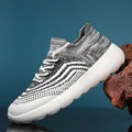 Lightweight breathable men's mesh running shoes in grey and white patterns - 35 / White Black