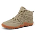 High-top khaki men's waterproof snow boots with warm plush lining and non-slip sole - 36 / Khaki