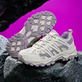 Zapatillas de senderismo de malla transpirable para mujer en crema y lila, suela rugosa - 36 / Púrpura