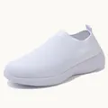 Lightweight women's white flyknit slip-on walking sneakers with flexible soft soles - 35 / Slip-on Sock Style / White