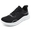 Lightweight men's breathable mesh sneakers in black and white retro casual sports style - 40 / Black and White