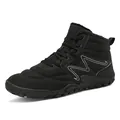 Black waterproof fur-lined hiking boots for men with durable anti-slip rubber soles - 36 / Black