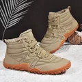 Stivali da neve alti in pile kaki con suola in gomma arancione antiscivolo per l'inverno - 36 / Colore sabbia
