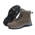 Botas de nieve de invierno cálidas para hombre con forro de felpa y suela antideslizante - 39 / Caqui