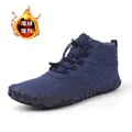 Navy blue winter five-finger boots with warm fleece lining and non-slip sole shoes - 36 / Dark Blue