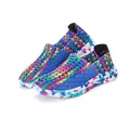 Scarpe slip-on intrecciate colorate con motivi arcobaleno ed elastico - 35 / Blu