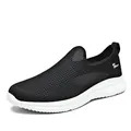 Breathable black mesh slip-on sneakers with white soft sole for daily running - 36 / LQ-111 Black