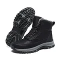 Botas de nieve de invierno para hombre en negro con forro de piel y suela antideslizante - 39 / Negro