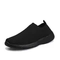 Women's lightweight black fly-knit sock shoes with soft sole for daily walking. - 35 / Slip-on Sock Style / Black