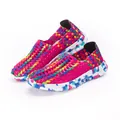 Mocassini slip-on da donna intrecciati elastici colorati e traspiranti con suola maculata - 35 / Rosso rosa