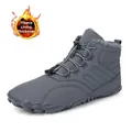 Grey minimalist barefoot snow boots with warm fleece lining and non-slip sole - 36 / Gray