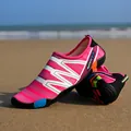 Quick-dry breathable pink water shoes with anti-slip rubber sole for beach and hiking - 35 / Rose Red
