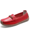 Hochwertige rote Damen-Loafer aus echtem Leder mit weicher, strukturierter Gummisohle - 38 / Rot