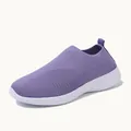 Purple fly-knit sock sneakers for women with white soft sole for casual walking comfort - 35 / Slip-on Sock Style / Purple