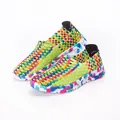 Sneakers elasticizzate intrecciate colorate da donna con vivace motivo arcobaleno a mano - 35 / Verde