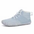 High-top light blue winter barefoot snow boots with warm fleece lining and anti-slip sole - 36 / Light Blue