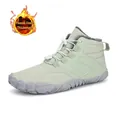 Warm light green winter boots with gray fleece lining and non-slip soles - Light Green