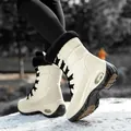 Botas de nieve cálidas crema con forro de felpa y suela con cámara de aire para invierno - 36 / Beige