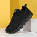 Breathable black mesh running shoe for women, lightweight knitted casual sports sneaker - 35 / Sneakers / All Black