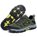 Professional durable men's outdoor hiking shoes with non-slip rubber sole in olive green - 39 / Army Green