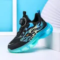 Boys' breathable black and blue mesh sneakers with convenient rotary buckle closure - 29 / Black Blue