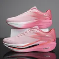 Ultra-lightweight pink carbon plate running shoes featuring breathable mesh for women - 35 / Pink