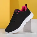 Women's breathable black fly-knit sports shoes with pink accents and durable white sole - 35 / Sneakers / Black Rose Red