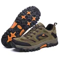 Men's professional army green outdoor hiking shoes with non-slip durable rubber sole - 39 / Brown