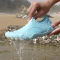 Light blue quick-dry water shoes for beach surfing and swimming, non-slip aqua socks. - 35 / Moon Blue