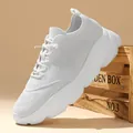 Premium lightweight white fly-knit slip-on athletic sneakers with soft anti-slip sole - 35 / Off White