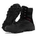 Schwarze Outdoor-Taktikstiefel mit rutschfester Sohle und atmungsaktivem Mesh-Gewebe - Schwarz