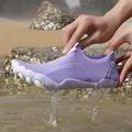 Quick-dry purple water shoes featuring non-slip wavy rubber sole for beach sports - 35 / Purple