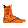 Professional high-top boxing shoes featuring orange leopard print and non-slip sole - 38 / Orange