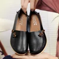 Schwarze Slipper aus echtem Leder mit Zierschleife, bequeme flache Damenschuhe mit weicher Sohle - 35 / Schwarz
