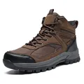Professional mid-top outdoor hiking boots in brown for rugged terrain and trails - 40 / Brown