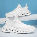 Fashionable white mesh breathable sports sneakers with hollow thick soles for men shoes - 36 / White