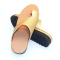 Elegant gold toe-loop platform slide sandals for women featuring a thick lugged sole - 35 / Yellow
