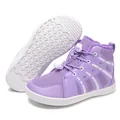Purple waterproof kids snow boots with warm plush lining and non-slip white soles - 28 / Purple