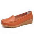 Bequeme orangefarbene Keil-Loafers mit strukturierter Oberfläche für den Alltag - 35 / Orange