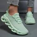 Zapatillas de correr de malla verde menta con suela de plataforma gruesa estilo dad para mujer - Verde