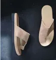 Khaki suede women's platform toe-loop sandals summer fashion slides in beige finish - 35 / Khaki