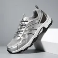 Men's and women's silver outdoor hiking sports shoes with breathable mesh panels - 39 / Silver