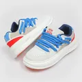 Retro Japanese style white skateboard sneakers with thick blue rope dreadlock laces. - 39 / White
