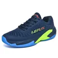 Chaussures de badminton professionnelles respirantes bleu marine avec accents vert néon - 36 / Bleu foncé