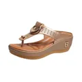 Elegantes sandalias de cuña color champán para mujer con detalle de logo B metálico - 38 / Champán