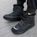 Bottes de neige d'hiver noires pour enfants avec doublure en fourrure et velcro - 25 / Noir