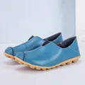 Blauwe leren damesloafers met antislip rubberen zool voor casual comfortabel gebruik - 35 / Blauw