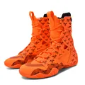 Professional high-top orange boxing shoes with anti-slip grip and lace-up design - 38 / Orange (55)