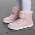 Bottes de neige d'hiver roses pour enfants doublées en polaire avec scratch et lacets - 25 / Rose