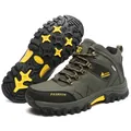 Men's professional high-top hiking boots for outdoor trekking in army green and yellow - 39 / High-Top / Army Green